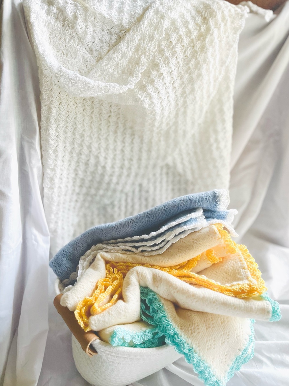 Crochet baby blanket Set in blue color baby shower gift set nursing cover